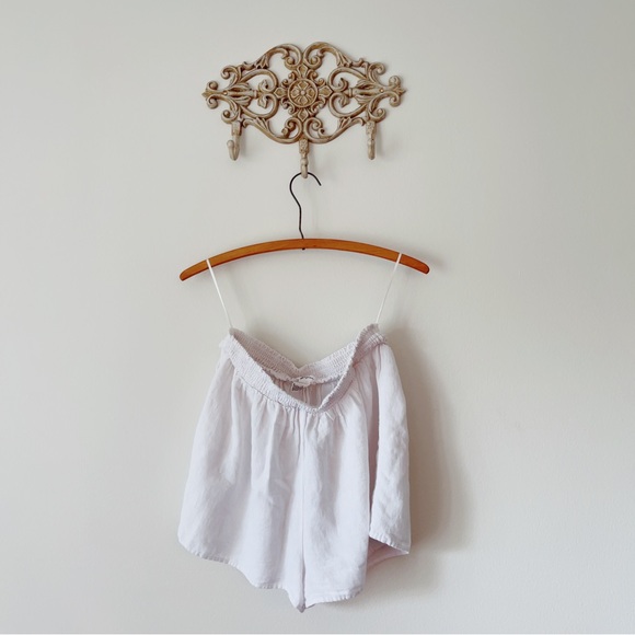 2 Piece Lounge Outfit Matching Set Linen Shorts and Crop Top - Picture 6 of 9